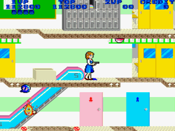 Alas, it was too late for Momoko to tinkle- the escalator was shorted out by her arson a smidge early.